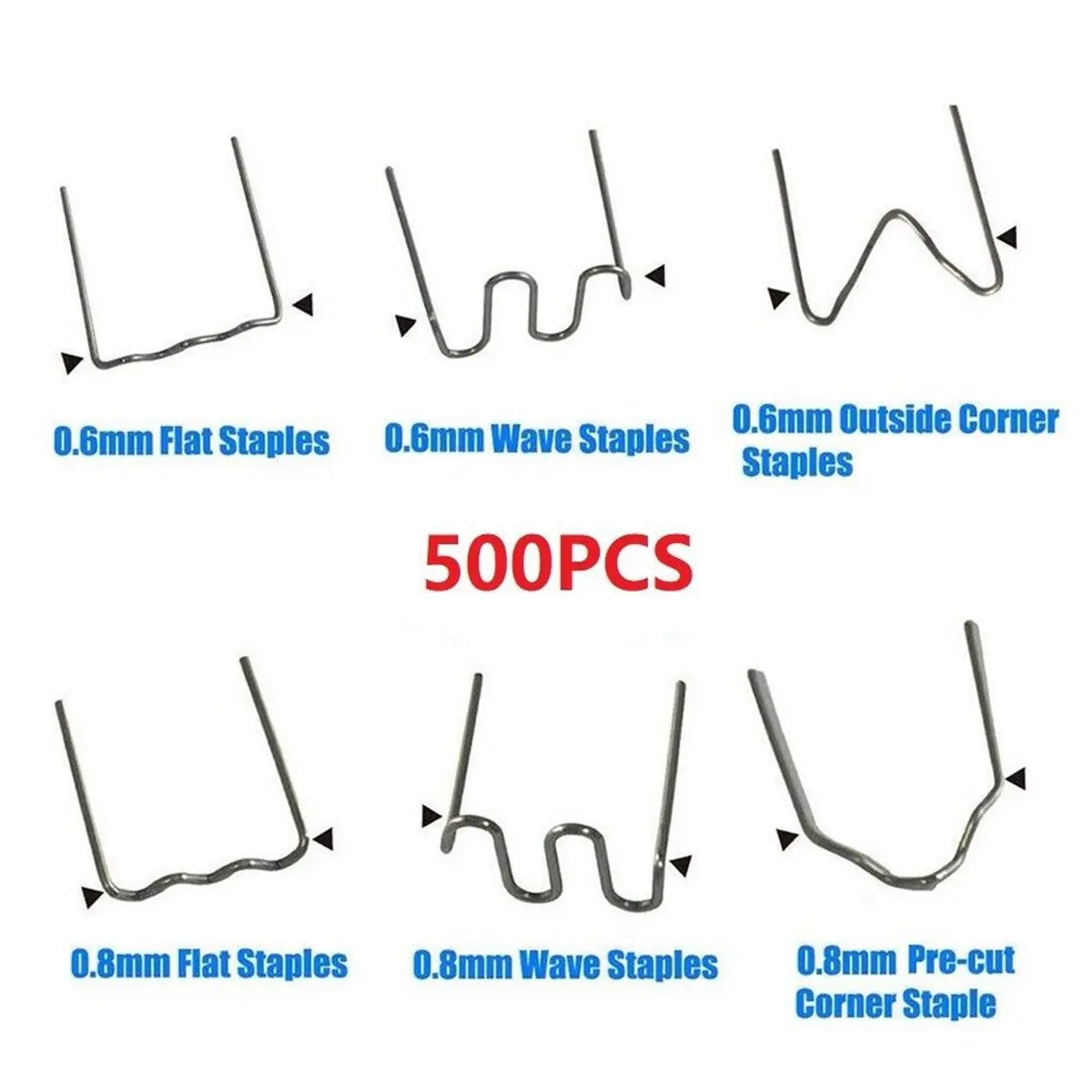 Home Tool 500PCS Hot Stapler Staples for Car Bumper Plastic Welder Automotive Repair Kit Hot Stapler Welding Soldering Tools 0.6