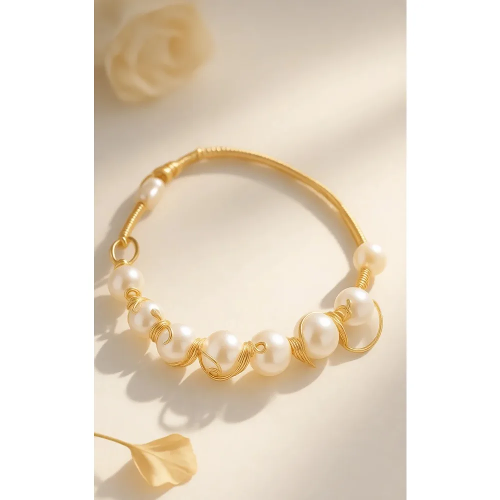 

Браслет из натурального пресноводного жемчуга, регулируемый, на удачу, подарок для женщин, 1,96 дюйма