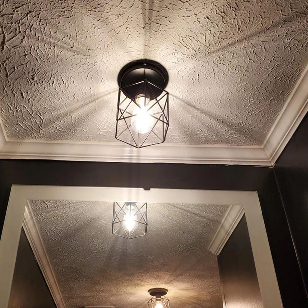 

Iron Ceiling Light Black Farmhouse Style Fixtures Lamps for Bedroom Living Room Hallway Kitchen Retro Lighting Decor