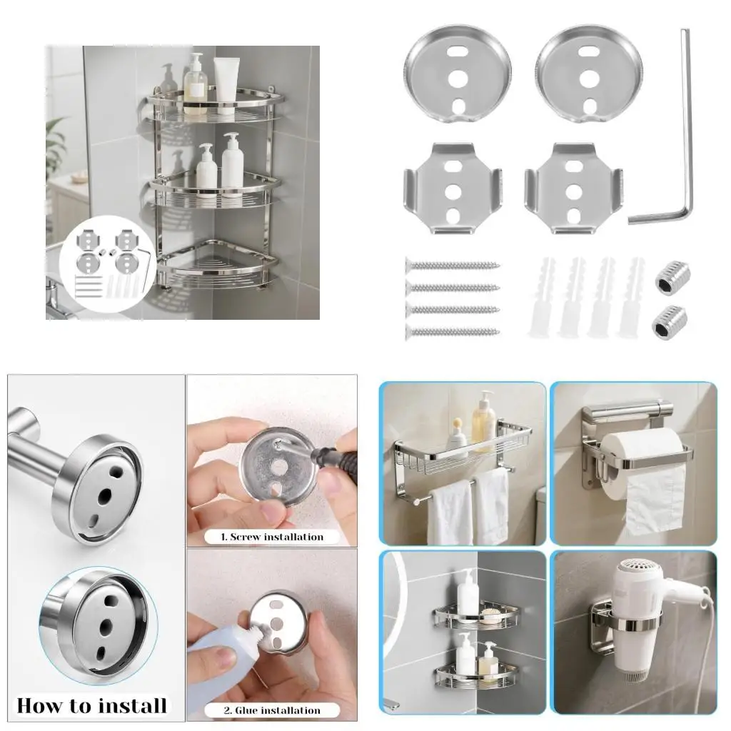 

Y1UD Complete 15Pcs Wall Mounted Towel Rack Hardware Set With Stainless Steel Screws and ABS Bases for Bathrooms Daily Use