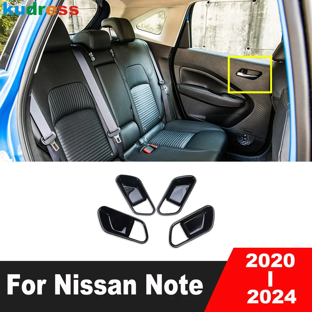 Car Inside Inner Door Handle Bowl Cover Trim For Nissan Note 2020 2021 2022 2023 2024 Black Interior Mouldings Accessories