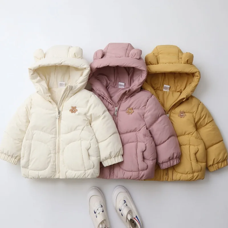 2025 Winter Kids Cotton-padded Jacket Thicken Lining Boys Zipper Parkas Hoodie Warm Coats Windy Breaker Kids Outfit