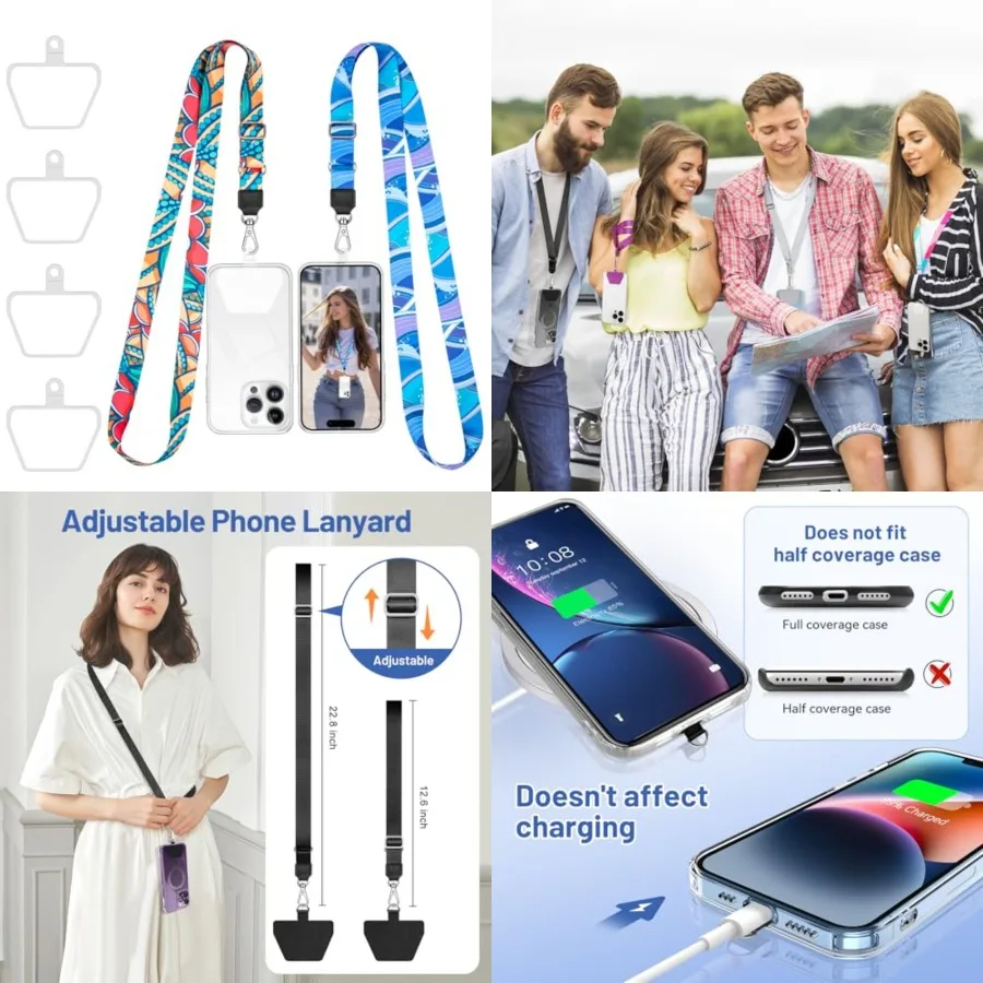 

Phone Lanyard, Universal Adjustable Neck Straps for Phone Case Keys ID Badges Phone Accessorie Compatible with iPhone, Samsung,