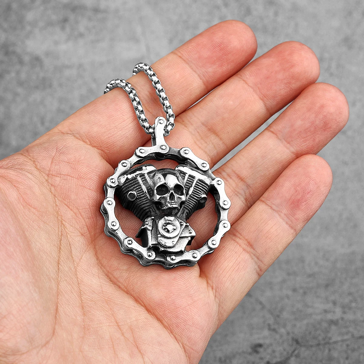 Steampunk Locomotive Engine Skull Stainless Steel Men Women Necklaces Pendants Chain Punk Jewelry Creativity Gift Wholesale