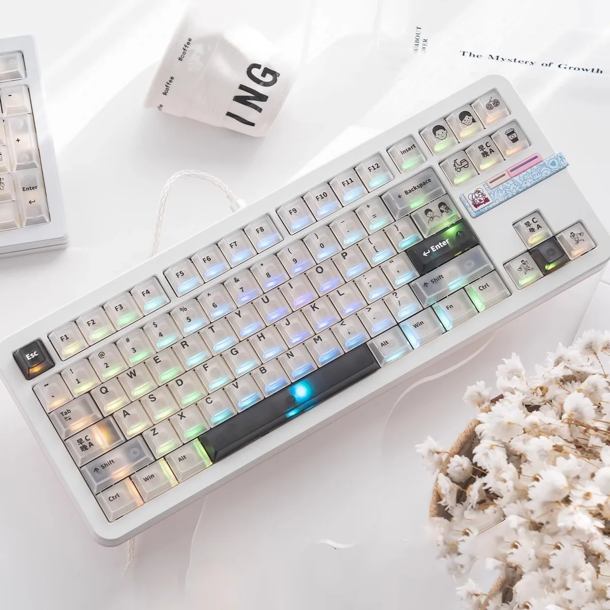Cherry 150 Key Profile Keycaps Good life Theme PBT Five-side DYE Sublimation Key Caps for Gaming Mechanical Keyboard MX Switche