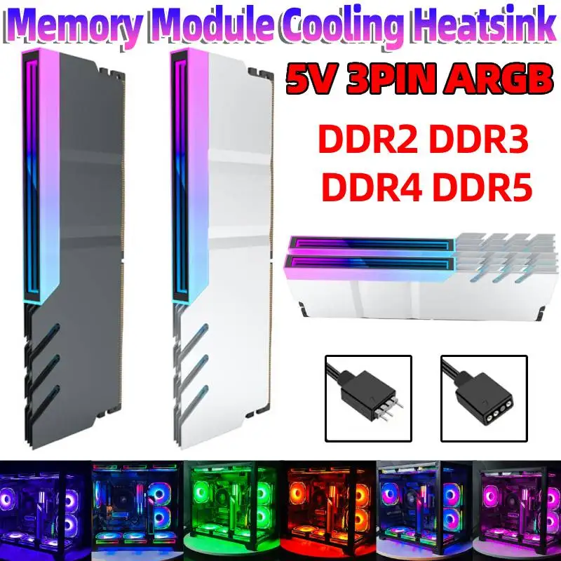 

Memory Module Cooler DDR4 DDR5 Heat Cooler Radiator 5V 3PIN ARGB AURA Sync Aluminum Alloy Heat-resistance Computer Accessories