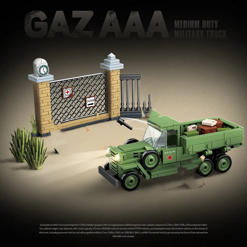 

Soviet GAZ AAA Military Truck Building Blocks Army Transport Vehicle Model Bricks Set War Diorama Boys Educational Toy Gift