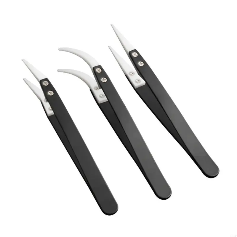 X37E Electrician Tweezers Anti-static Ceramic Clips Tweezers Insulated Non-magnetic Acid-resistant Experimental Tweezers Set