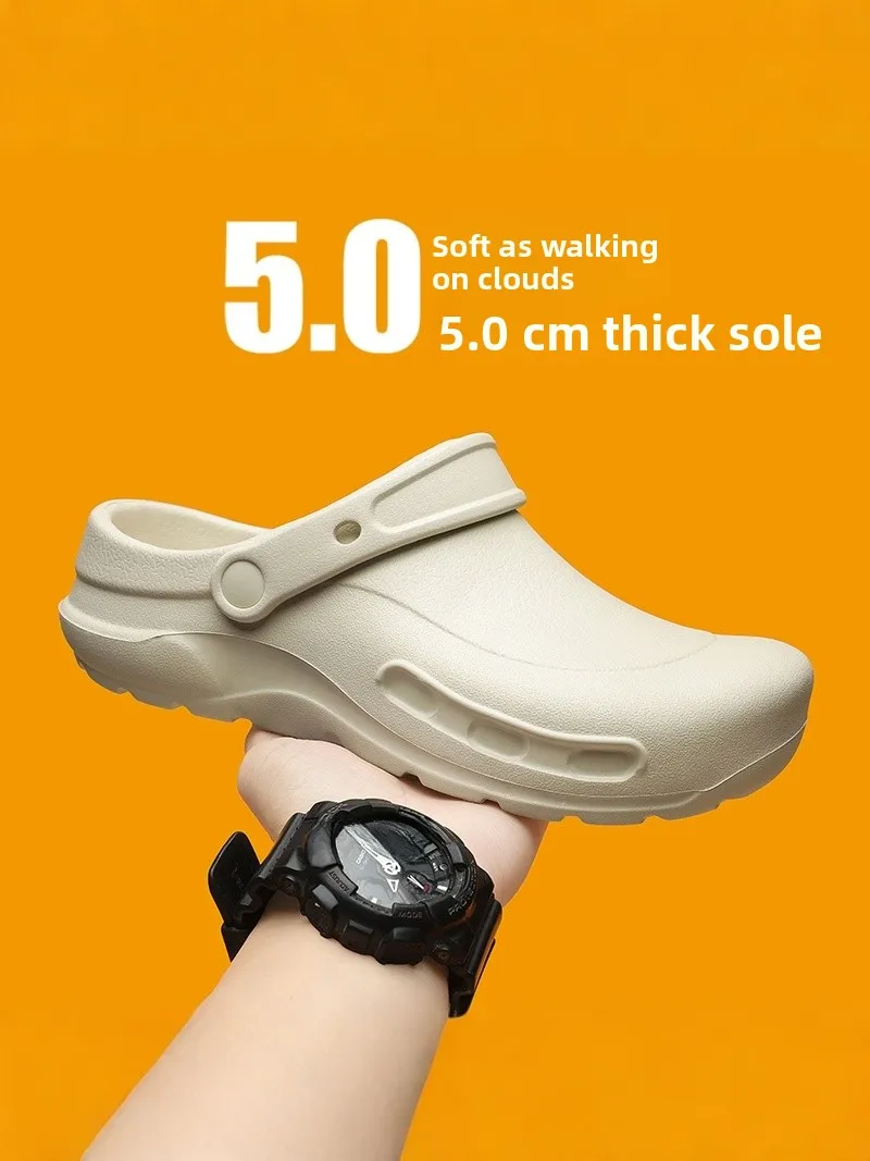 Casual Thick Bottomed Indoor Home Slippers for Men Summer Anti-Slip Wear-Resistant Outdoor Driving Dual-Purpose Flat Footwear