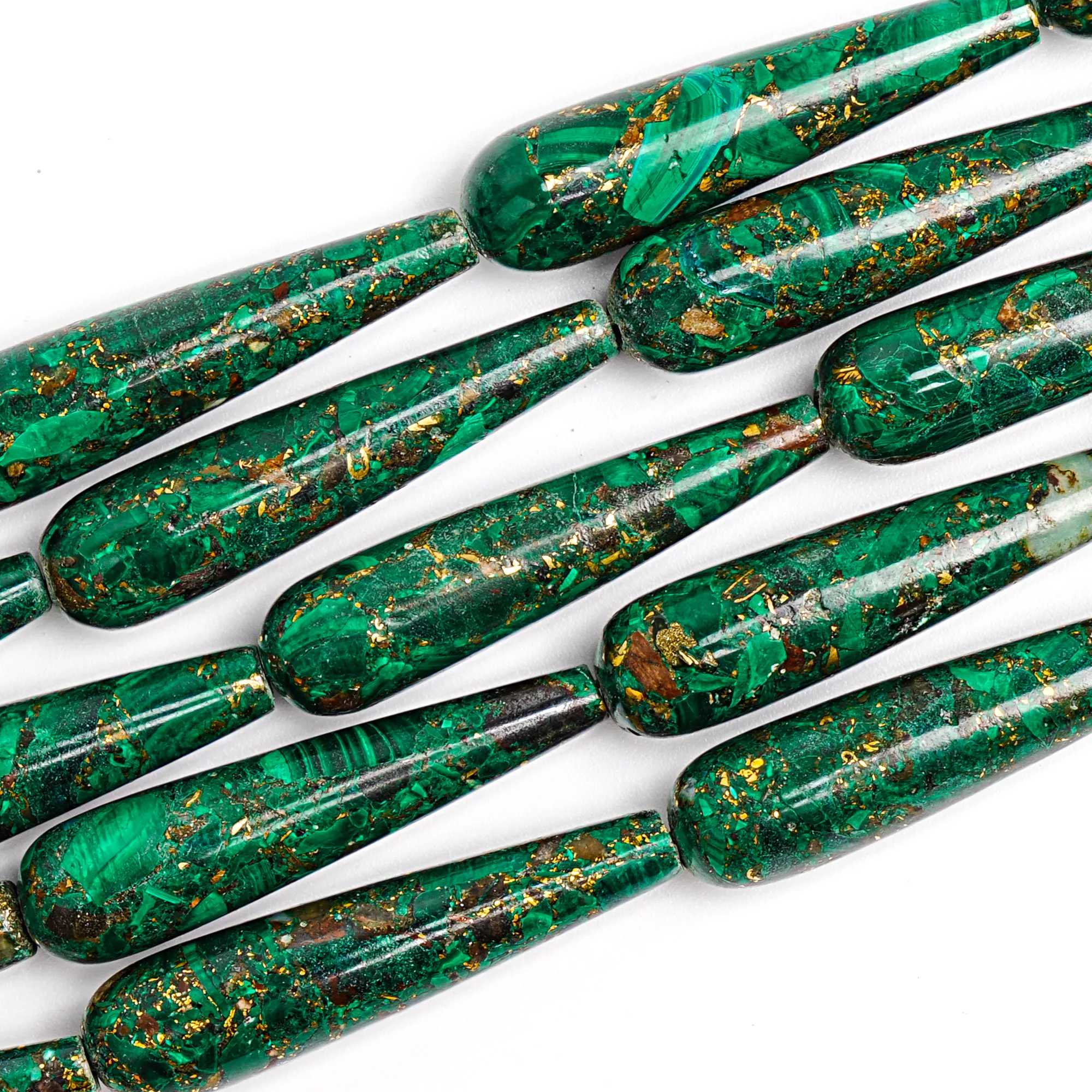 COPPER MALACHITE GEMSTONE BEADS 10X40MM DROPLET SMOOTH LOOSE BEADS FOR DIY NECKLACE BRACELET JEWELRY MAKING HANDMADE ACCESSORIES 5