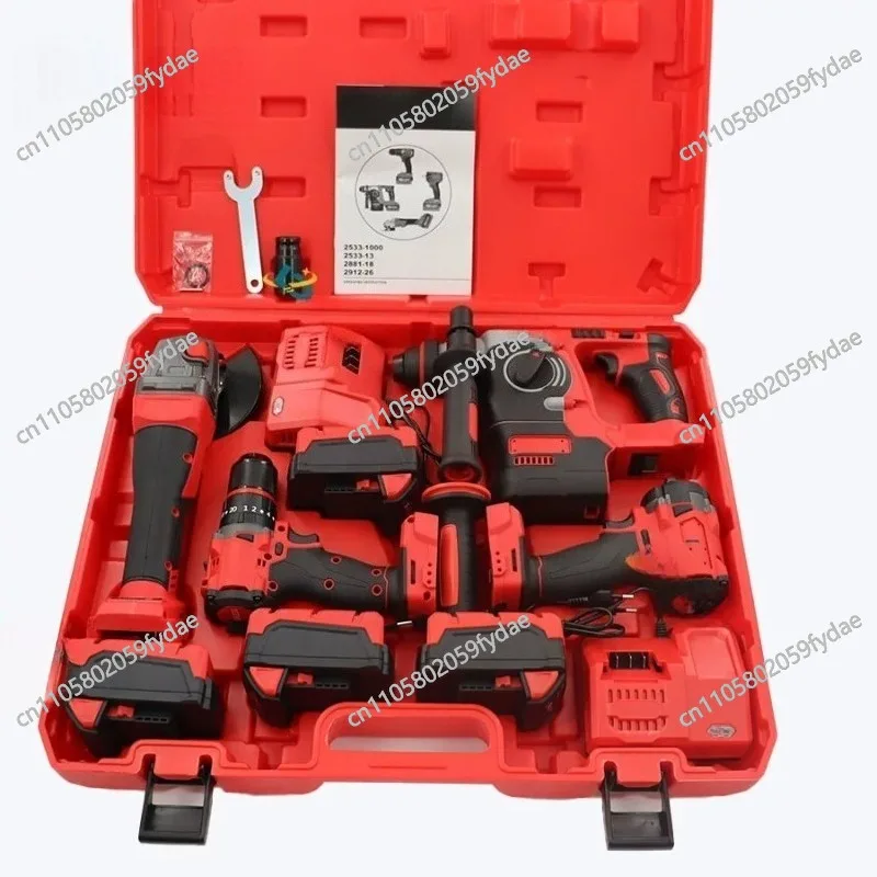 Four-Piece Set Combination Lithium-Ion Screwdriver Power Tools Hammer Drill Angle Grinder Electric Wrench