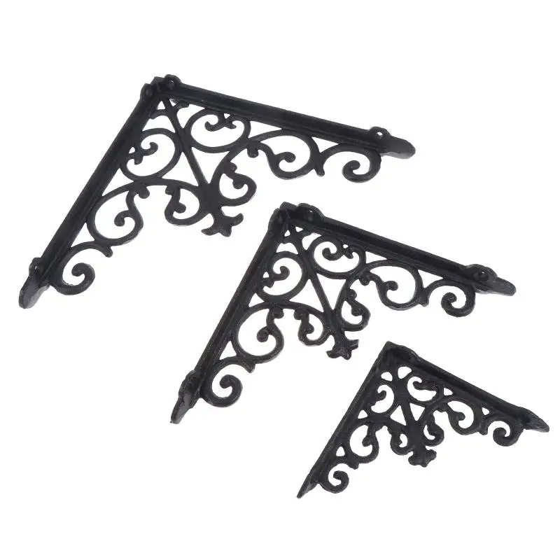 Shelf Bracket Vintage Industrial Cast Iron Wall Mount Triangle Bracket High Load Bearing for Kitchen Open Shelves