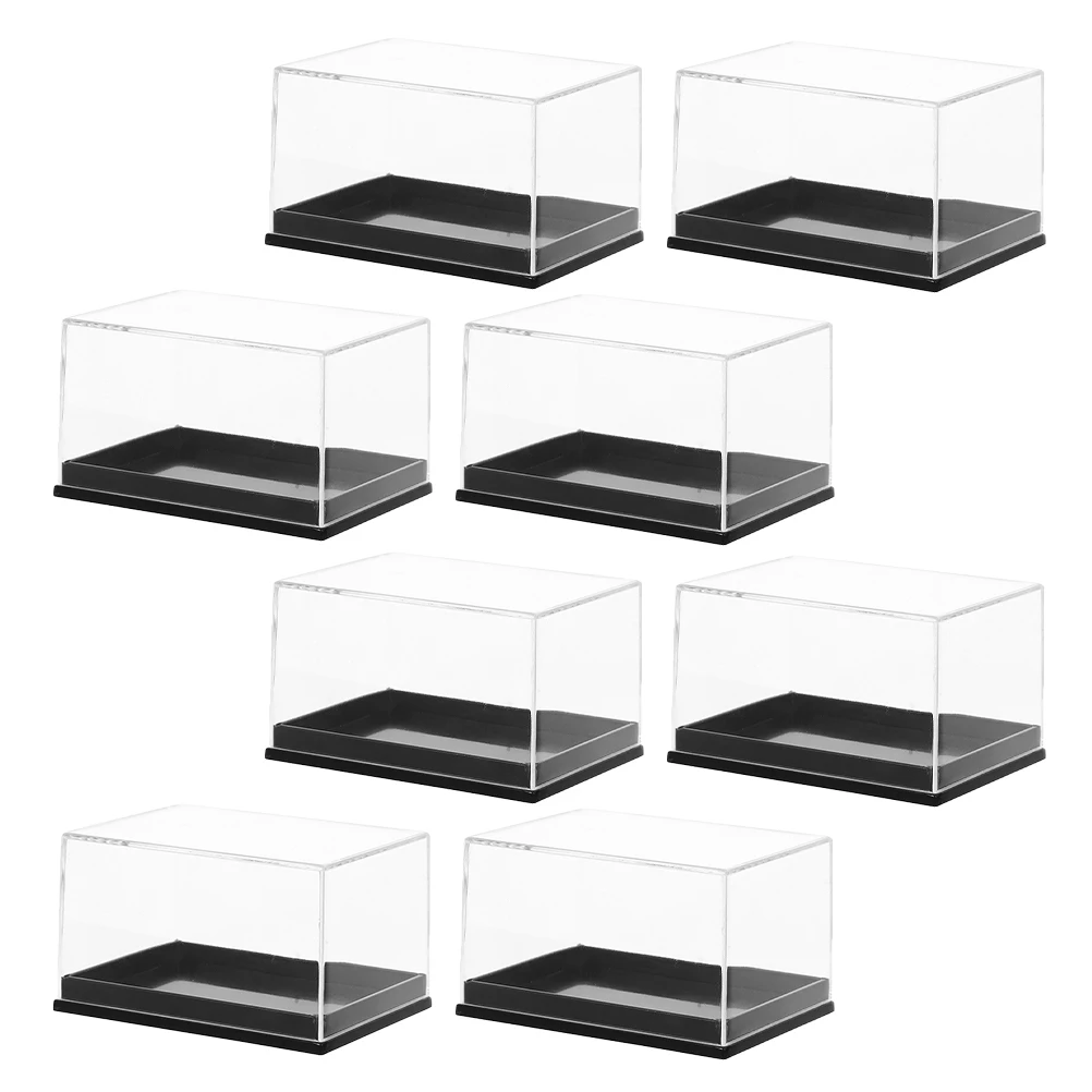 

8 Pcs Transparent Box Specimen Display Case Shelf Holder for Gems Coins Jewelry Mini Rock Plastic Gemstone