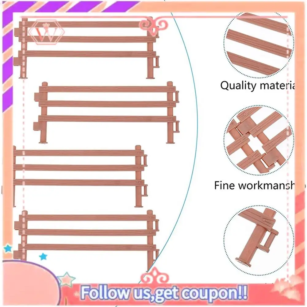 AT84-40Pcs Mini Fence Plastic Garden Fence Fairy Garden Fence Panels Plastic Fence Farm Animal Fence Tools For Kids