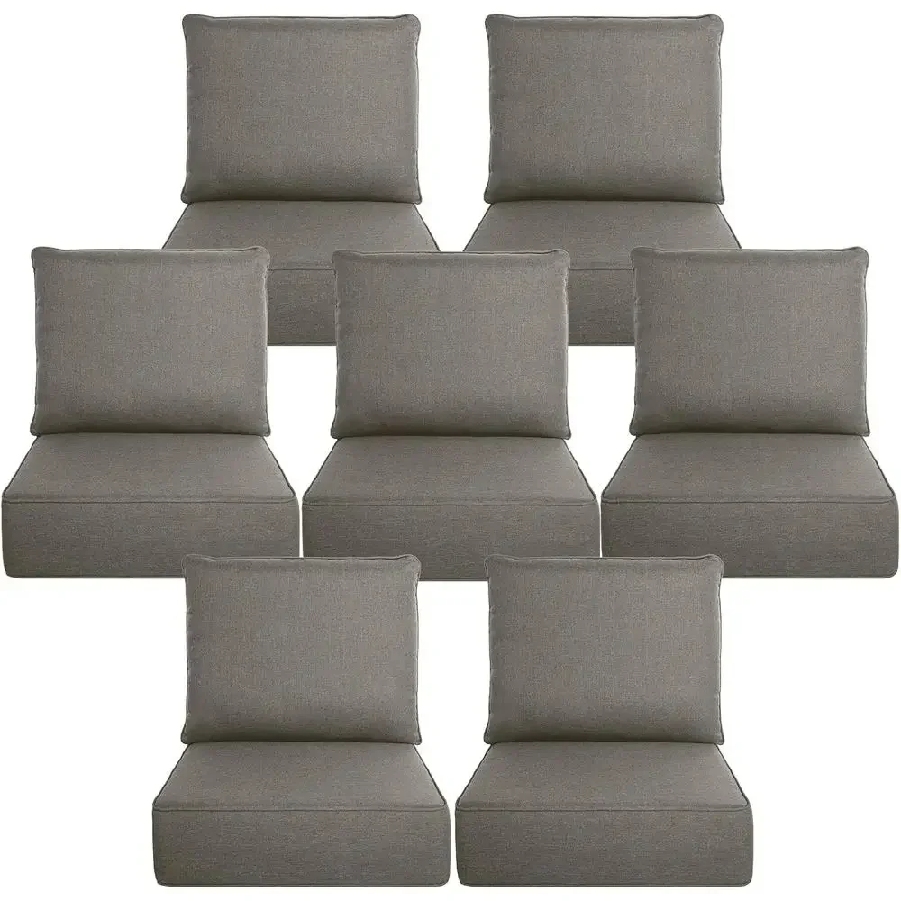 

6 Thick Outdoor Cushion Set - 24x24 Inch, Fade-Resistant, Spill-Proof, Removable for Patio Furniture or Sofa Bench Swing - Grey