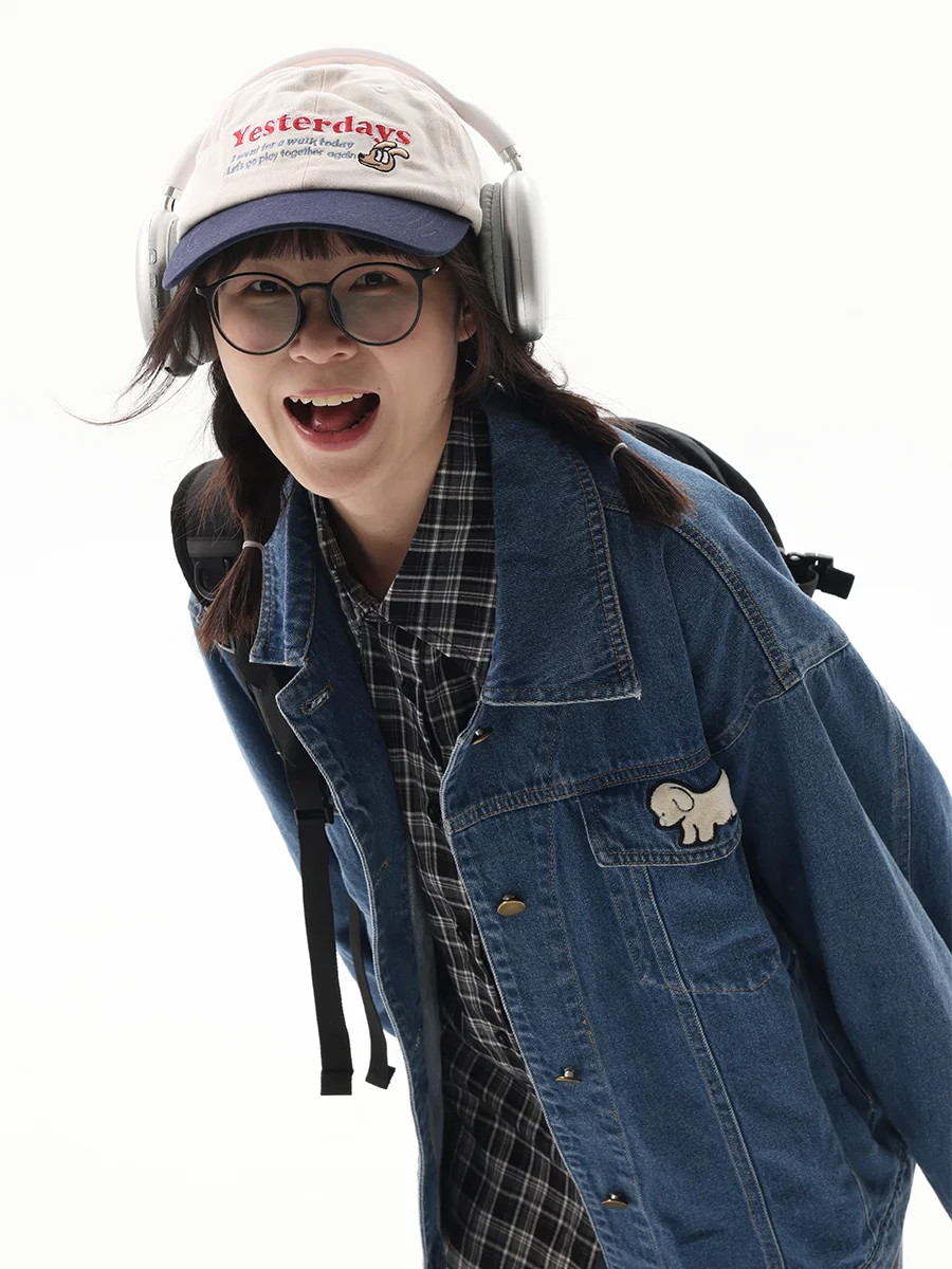 

Universal King 2025 Autumn Versatile Loose American Sle Denim Jaet Retro Blue All-Match Ladies' Warm ort Coat