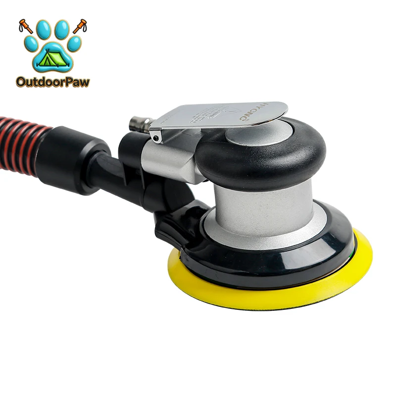 5-Inch Pneumatic Sander Wood with 125mm Round Sandpaper Vacuum Track Grinding Tool