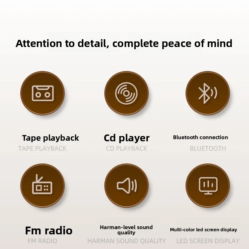 CD player, wooden Bluetooth speaker, multi-function all-in-one machine, HARMAN sound quality, living room atmosphere ornament