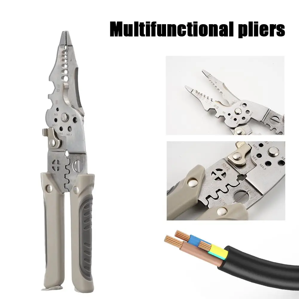 Electrical Wire Crimper Cable Cutter Adjustable Automatic Crimping Multi-Purpose Stripper Tool Pliers Stripper Wire Electri Z9U6