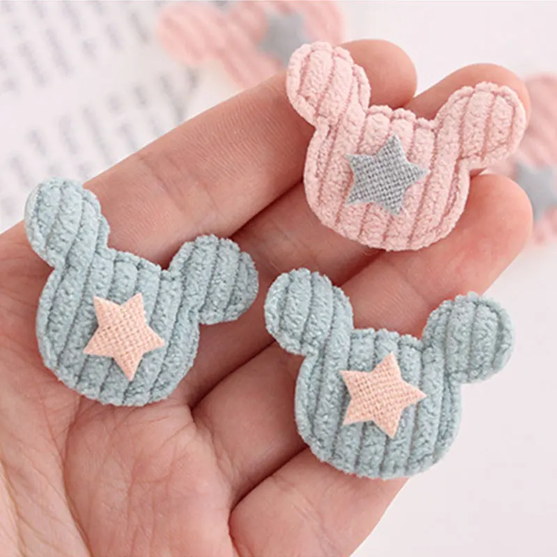 50 Stück Cartoon-Plüsch-Filzbären mit Stern-Dekoration, gepolsterte Applikationen für DIY-Haarspangen, Taschen, Hüte, Kleidung, Socken, Accessoires, Aufnäher – Detail 2