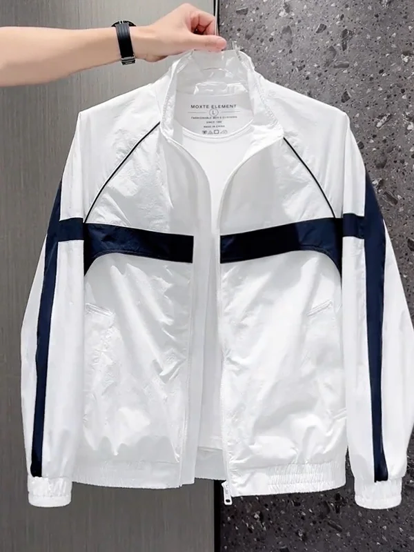 

Men's Casual Outdoor Jaet Stand Collar Breathable Design Spring Autumn New Sle Polyester Nylon Cosite Fiber Long Sve