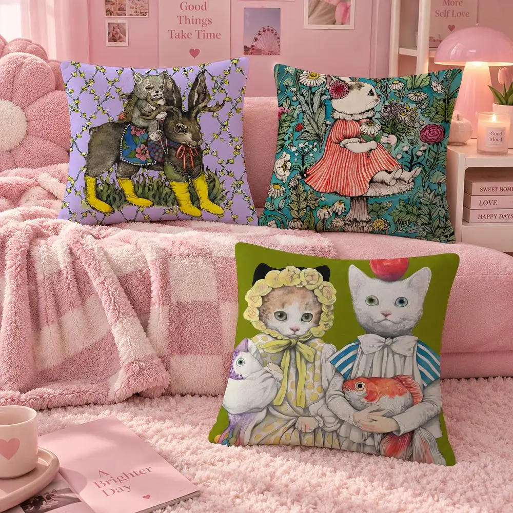 Art Gothic Fantasy Yuko Higuchi Cushion Cover Soft Throw Pillow Cover Washable Plush Cushion Case for Sofa Bed Living Room