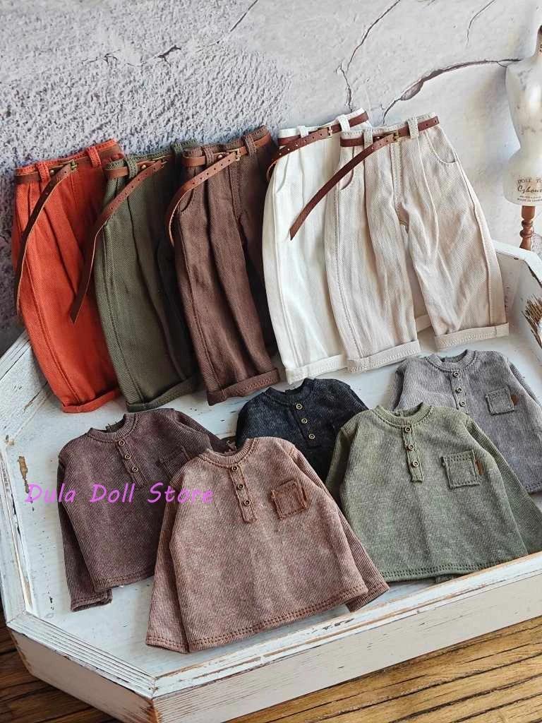 

Dula Doll Clothes Casual long sleeved and belt pants set for Blythe Landoudou Landazz ob24 ob22 1/6 body bjd doll