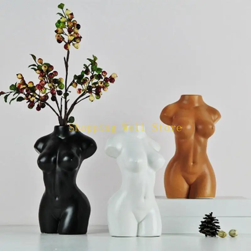 KX4B Sexy Simulation Human Body Art Vase Ceramic Floral Flower Pot Desktop Decoration Handicraft Ornaments
