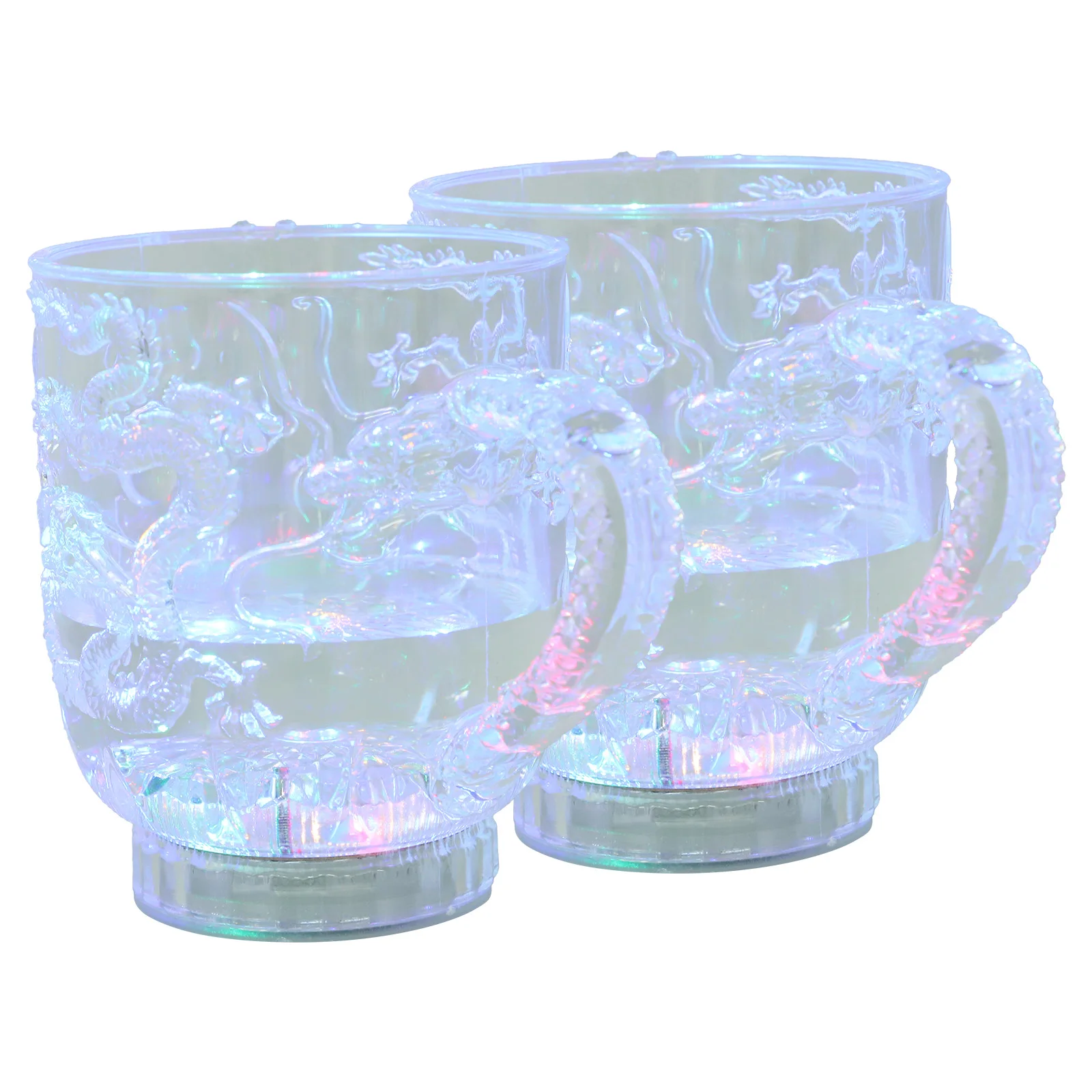 

2 Pcs LED Flashing Mug Colorful Acrylic Cups Coffee Tea Sensitive Glow Drinkware Party Gifts Christmas New Years Eve