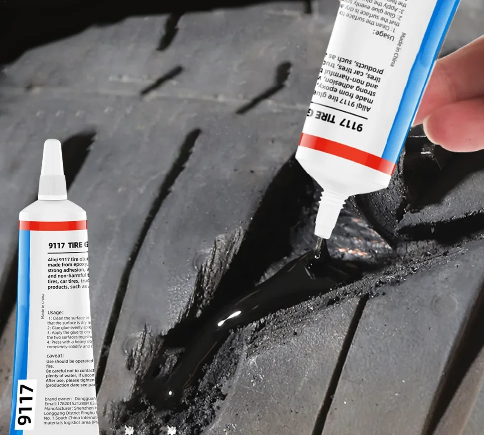 60ML Black Tyre Repair Instant Liquid Strong Rubber Glues Wear-resistant Rubber Non-corrosive Adhesive Glue Instant Strong Glue