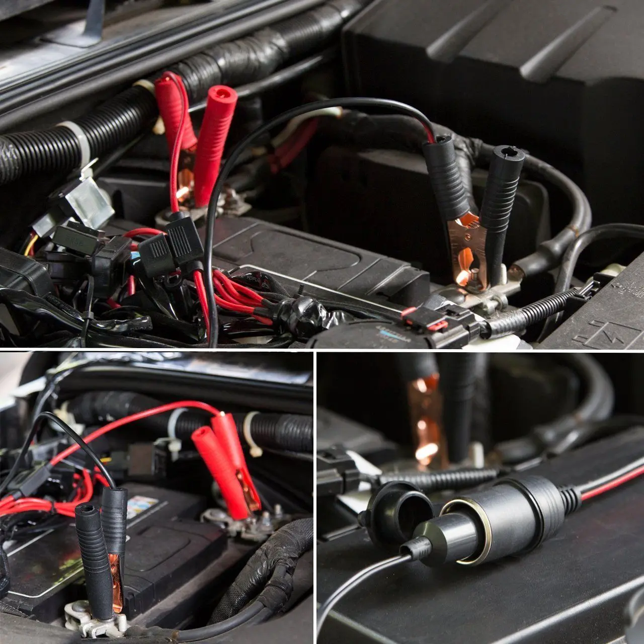 Car Battery Terminal Clamp Clip Cigarette Lighter Power Socket Adaptor Extension Cable Battery Pump Power Alligator Clip
