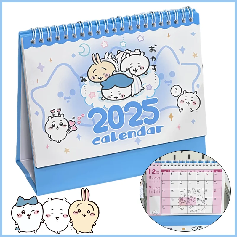 2025 Chiikawa Coil Desk Calendar Kawaii Office Decoration Desktop Flip Calendar Daily Memo Calendar Learning Planner Gifts