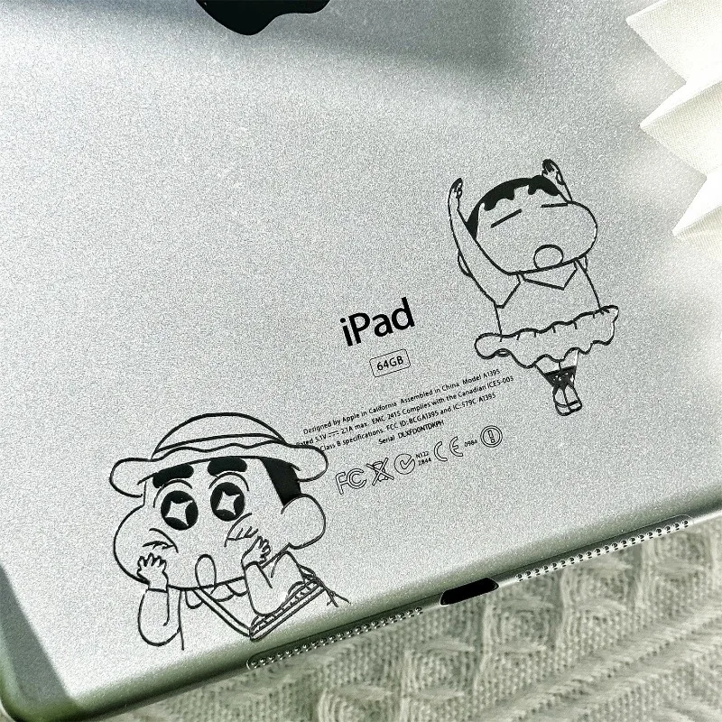 6 sztuk kredka Shin-chan naklejka Cartoon Anime 3D stereoskopowe metalowe naklejki DIY telefon Tablet Laptop słuchawki dekoracyjne naklejki