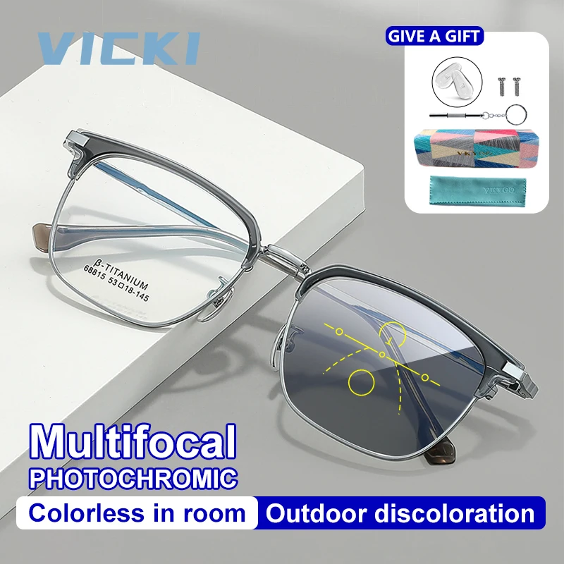 

VICKI Sven Simple Embellishment Face Frame Retro All-in-one Metal Eyebrow Frame Can Be Customized Prescription Multi-focus68815L