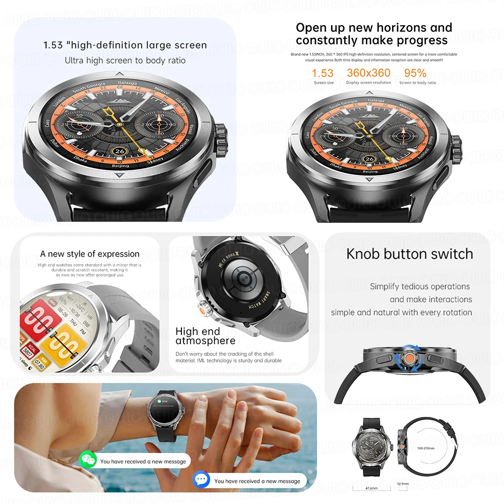 2025 New Original for Xiaomi S4 Ultra Smart Watch Men Altimeter GPS Track Compass NFC HD BT Call Sports Waterproof smartwatch