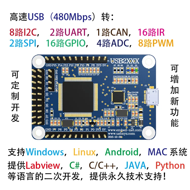 I2C/IIC bus monitor analyzer supports USB to SPI/I2C/CAN three in one PWM, ADC, GPIO