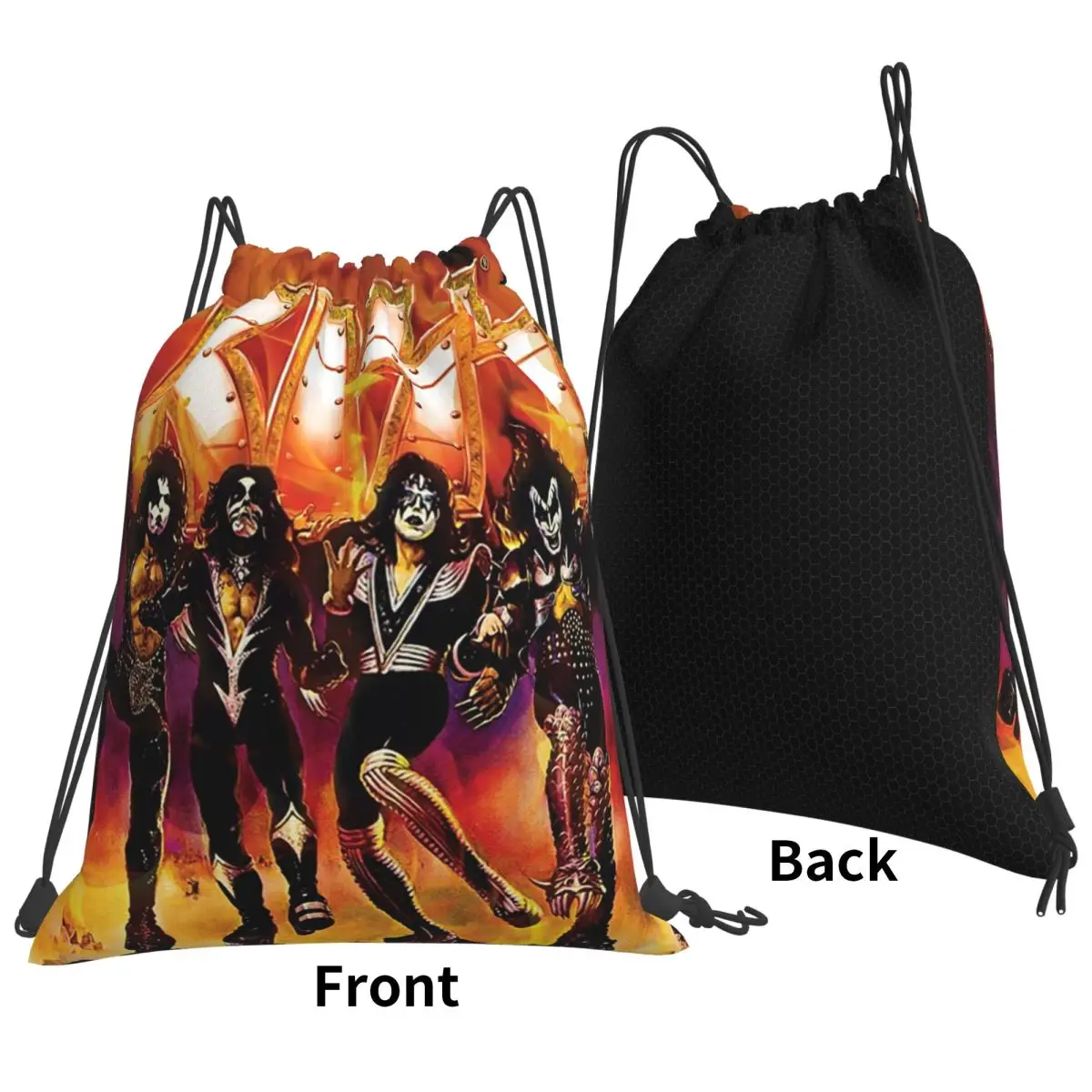 KISS The Band Rock And Roll Backpacks Fashion Drawstring Bundle Pocket Sports Bag Book Bags for Man Woman School