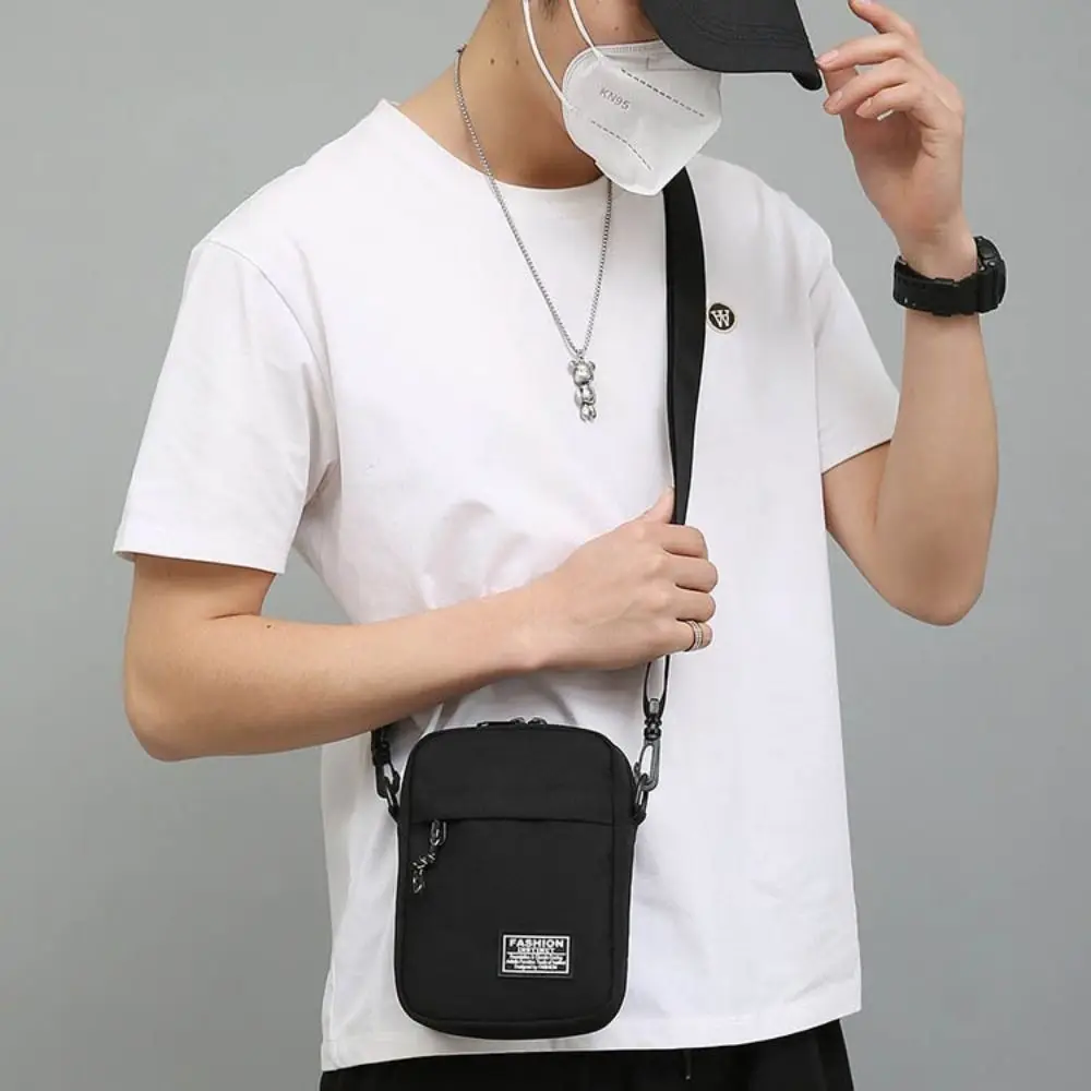 Solid Color Men's Crossbody Bag Large Capacity Small Bag Business Shoulder Bag Multi-pockets Lightweight Small Square Bag
