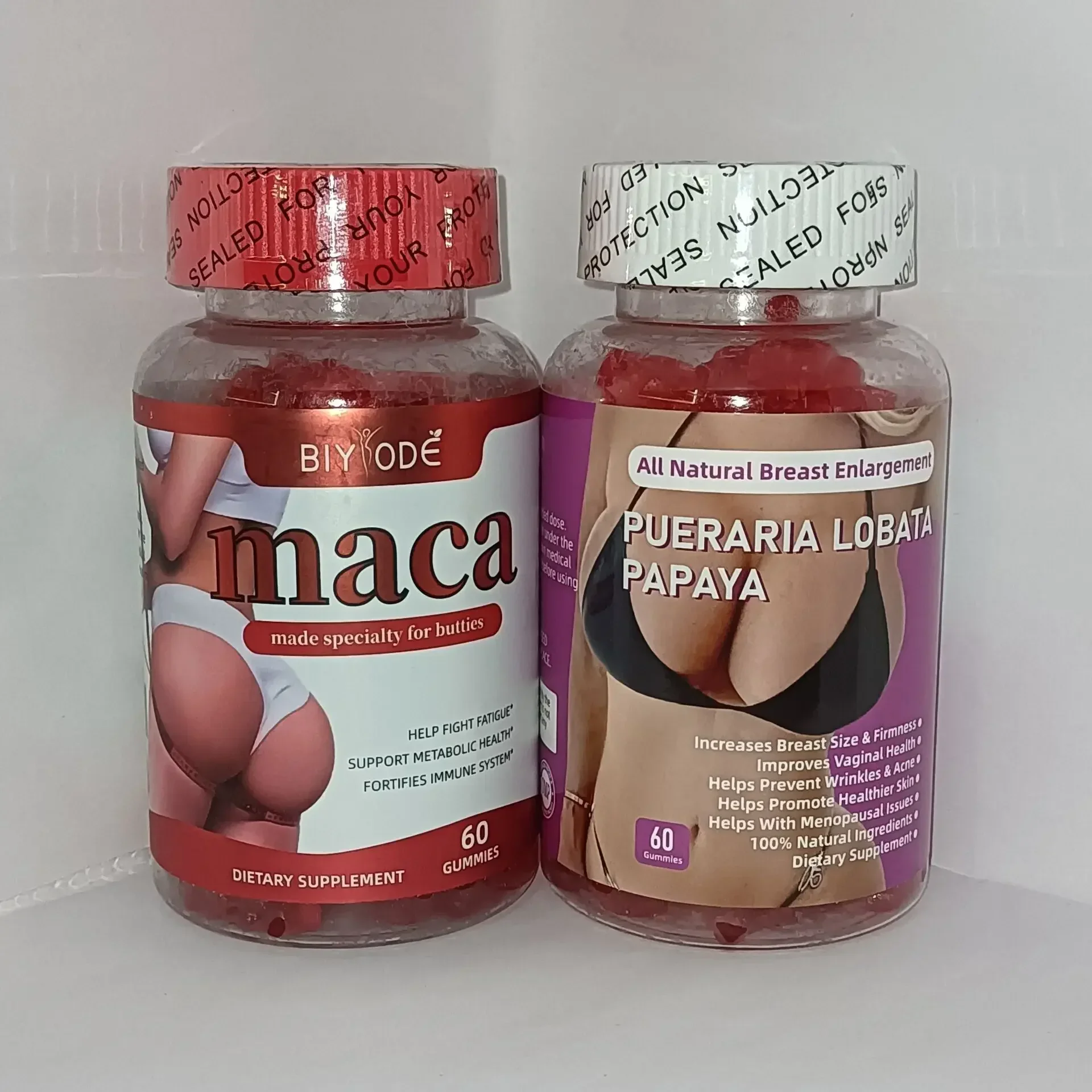 2 bottles of natural buttocks lifting gummies+natural chest gummies with dietary fiber to enhance immunity and balance nutrition