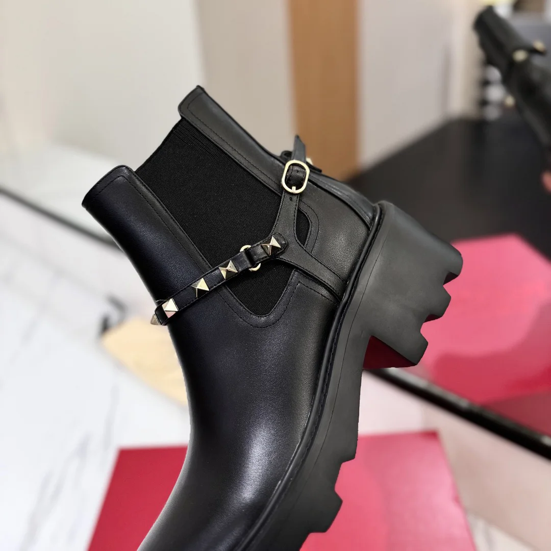 جديد إمرأة حذاء من الجلد جلد طبيعي سميكة وحيد برشام حذاء من الجلد لوكس تصميم جولة تو سميكة وحيد جلد البقر المواد حجم 35-40 #6