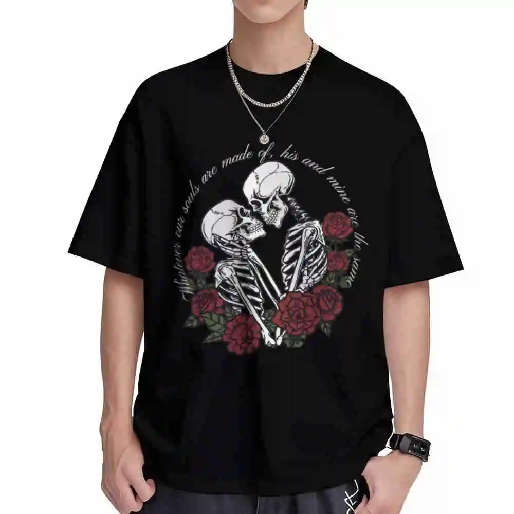 Wuthering Heights Skeleton Lovers Gothic Romance Dark Valentine Short Sleeve Tee 100% Cotton T-Shirt