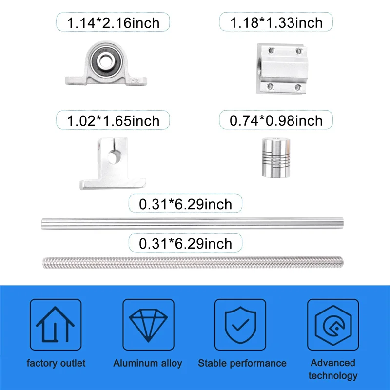 ABGR-15 Stuks 200Mm Optische As Gids Lagerbehuizingen Aluminium Rail As Lood Schroef Staaf Glijbus Askoppeling Cnc Onderdelen