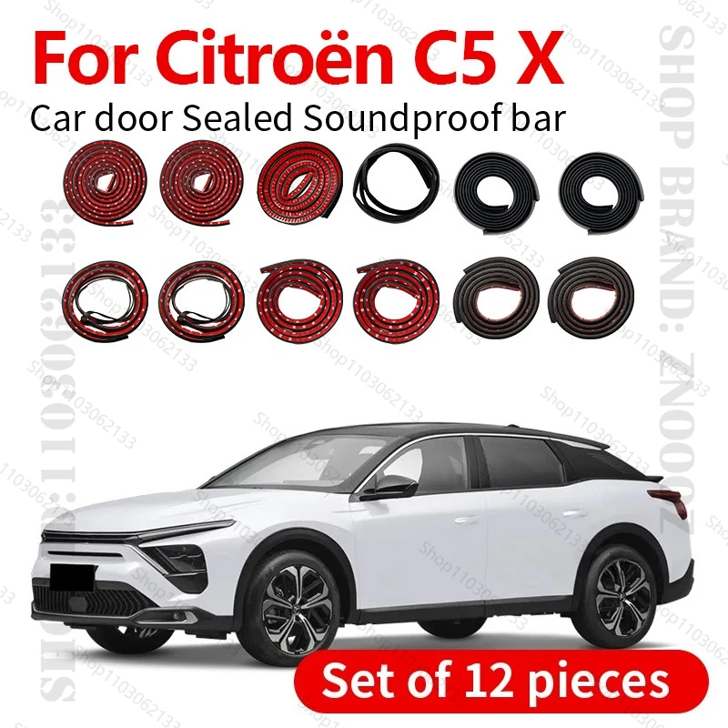 

For 2021-2025 Citroěn c5 X Car Door Seal Strip Rubber Double Layer Sealing Protector Soundproof Dustproof Seal Strip 12PCS Set