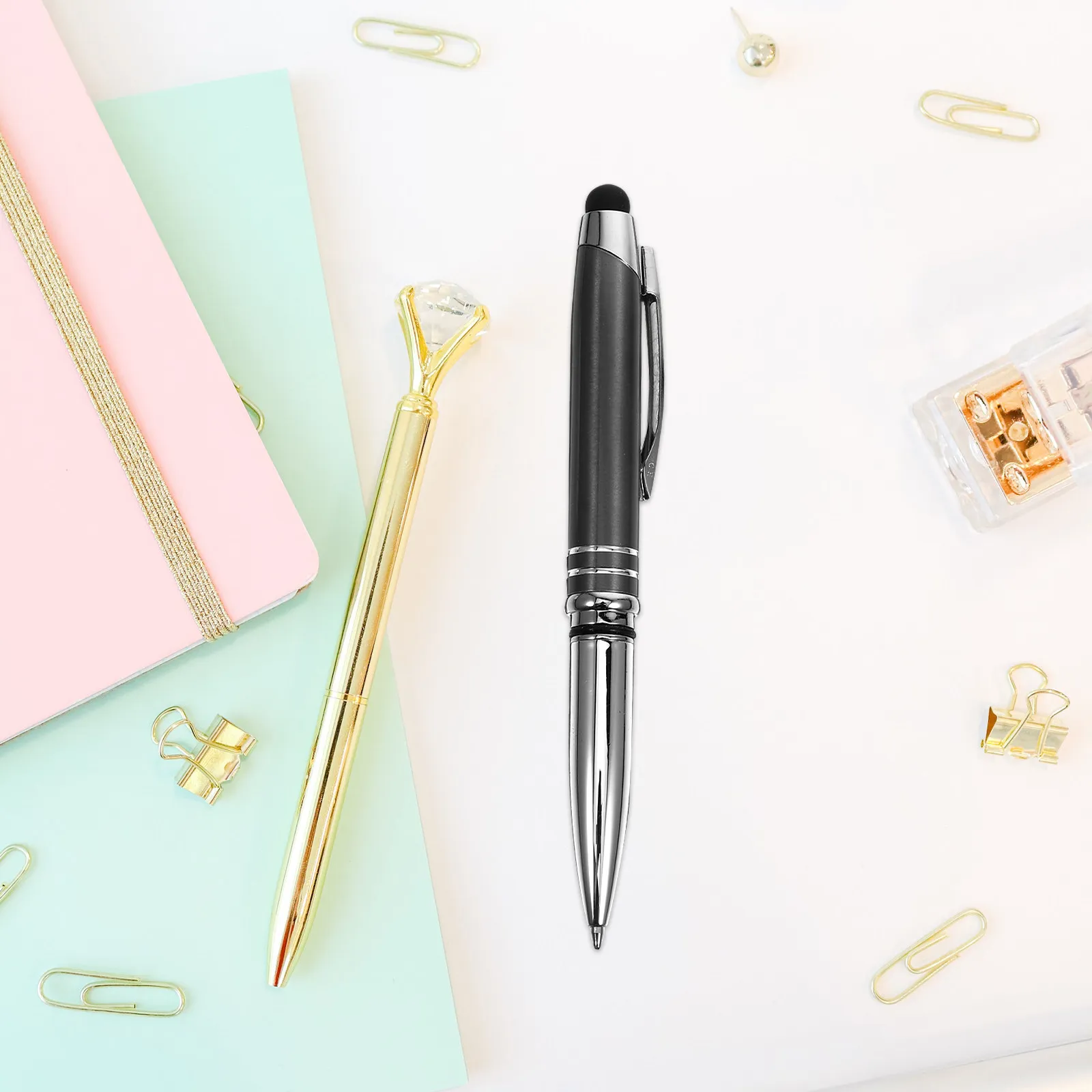 Multi-Function 3-in-1 Stylus Ballpoint Pen with High-Brightness LED Light Touch Tip Universal for Tablet Phone Laptop Writing