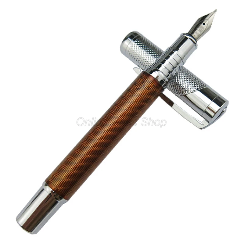 

Fuliwen Metal Orange Carbon Fiber Portable Broad Nib 0.7mm Fountain Pen Professional Stationery Supplies Writing Tool Gift