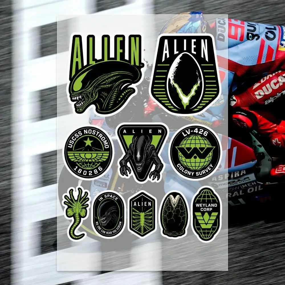 A-lien  Decal Set High Quality Printed and Cut Stickers Motorcycle Sticker