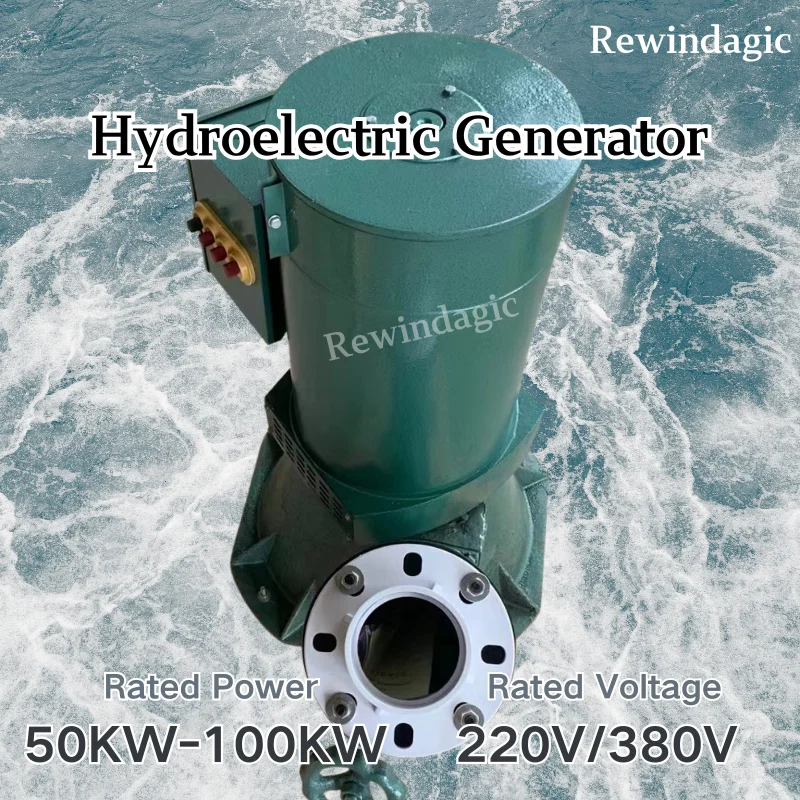

High Power Single/Three Phase AC Output 50KW 80KW 100KW Hydraulic Generator Water Turbine 220V 380V With Junction Box