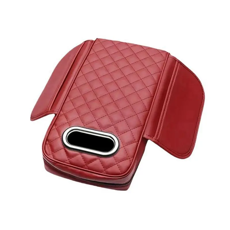 

M45K-Car Armrest Cover PU Leather With Tissue Storage Memory Foam Height Pad Auto Center Armrest Protective Cushion Support