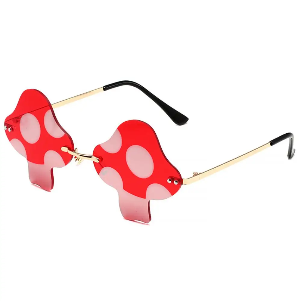 Mushroom Shape Sunglasses Irregular Rimless Sun Glasses Retro Trendy Fun Sunglasses for Women Men Halloween Decorations Party