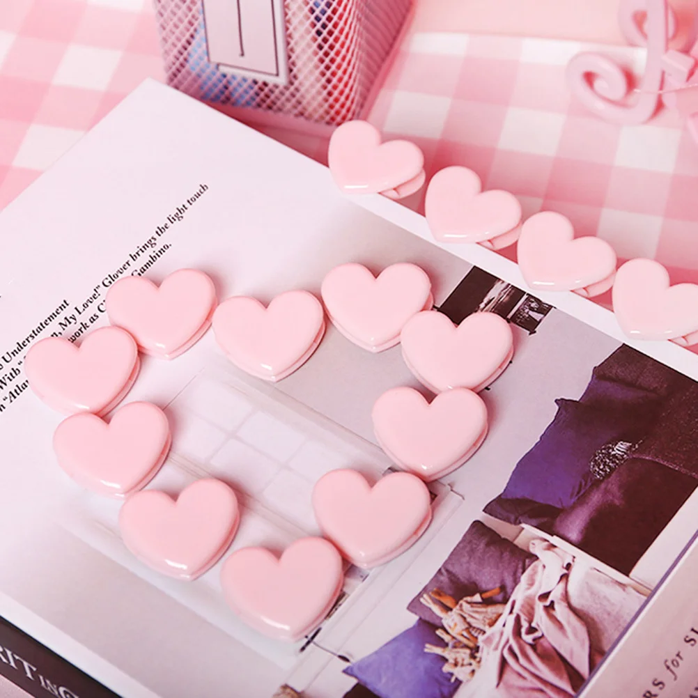 12 قطعة من مشابك القلب الوردية، مشابك ربط بتصميم عصري ملون، سهلة الاستخدام لمجلدات المستندات #3
